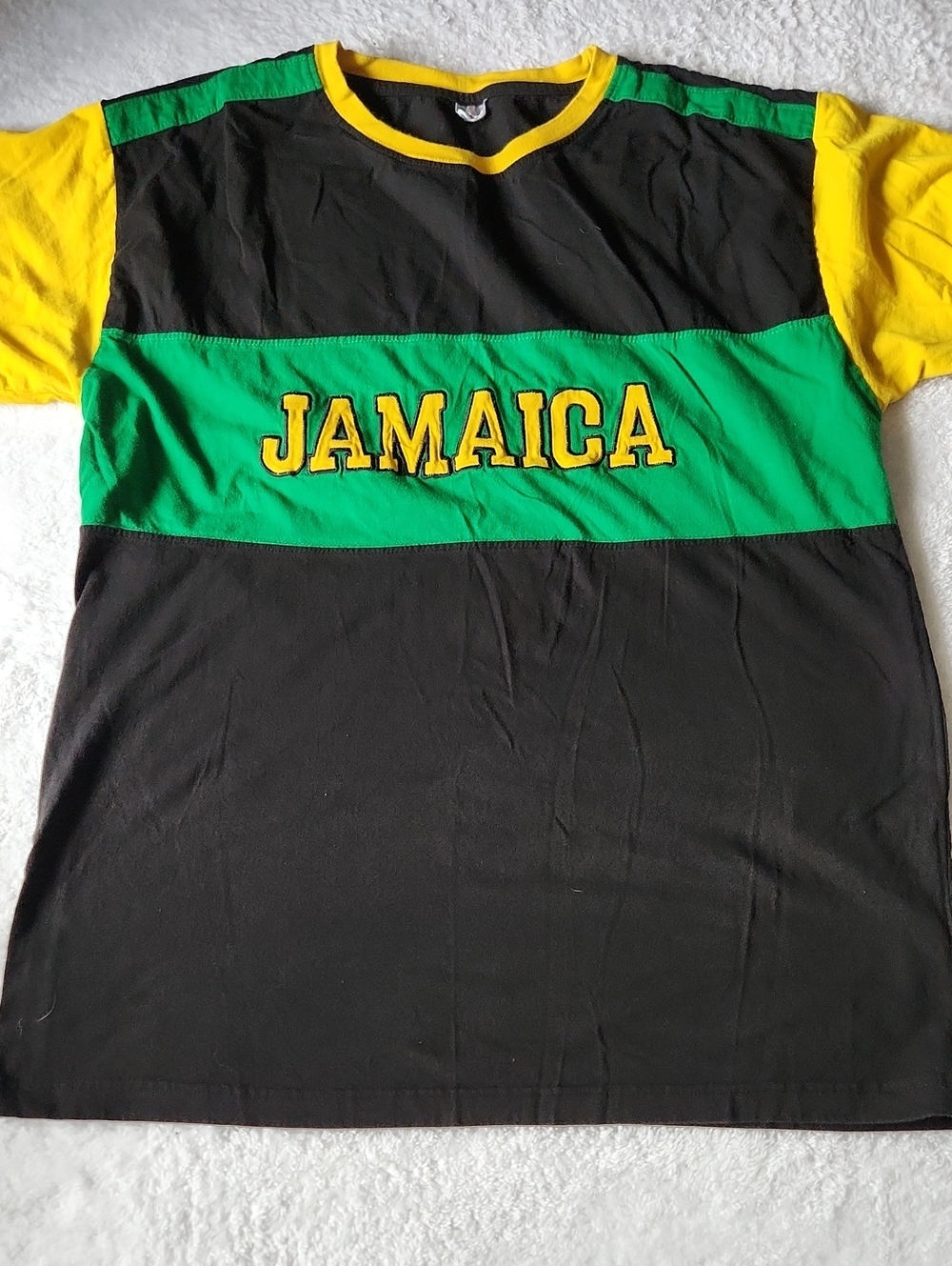 Jamaica Graphic Colorblock Tee - Black, Green & Yellow XL